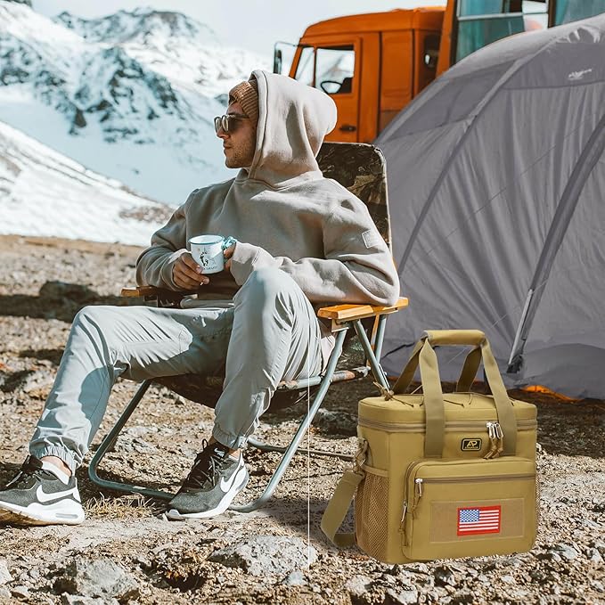 ATRIPACK Lunch Box for Men, Tactical Lunch Bag MOLLE Webbing Leakproof Insulated Large Lunch Cooler Women Adult Meal with Adjustable Shoulder Strap Durable Lunch Pail (Brown)