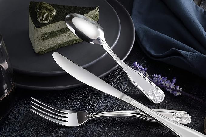 New Star Foodservice 58246 Shell Pattern, 18/0 Stainless Steel, Dinner Knife, 8.6-inch, Set of 12