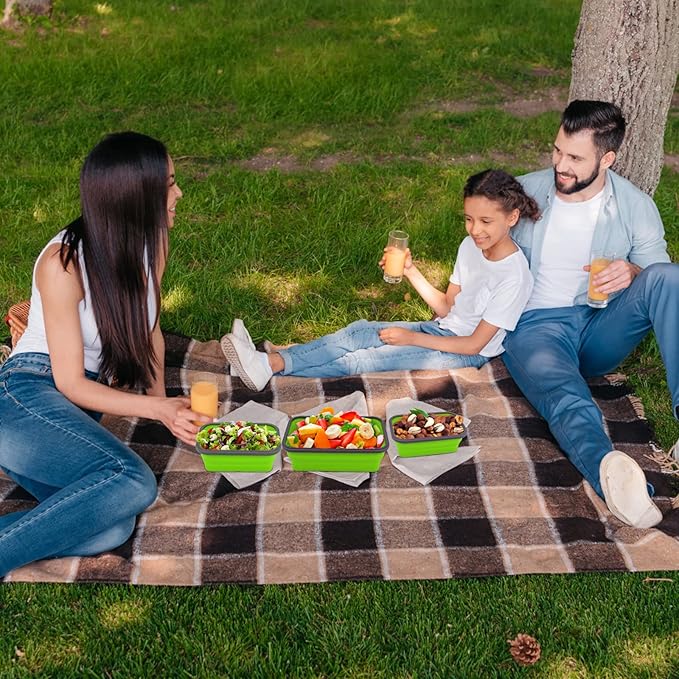 Guyuyii Collapsible Food Storage Containers - 4-Pack Silicone Food Storage Containers with Lids - Microwave, Dishwasher and Freezer Safe - Perfect for Camping, Picnics, and RV Living