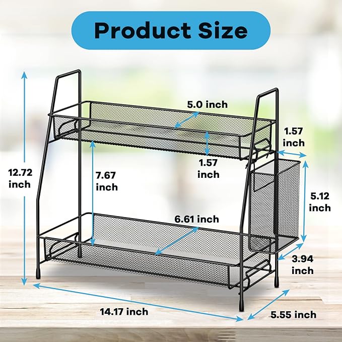 Bathroom Organizer Countertop, Spice Rack Organizer for Cabinet,Bathroom Counter Organizer, Kitchen Countertop Organizer