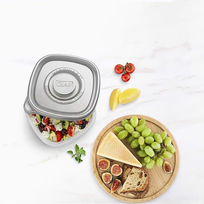 GladWare Home Entree Food Storage Containers, Medium Square Holds 25 Ounces of Food, 5 Count Set |With Glad Lock Tight Seal, BPA Free Containers and Lids