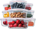 HOMBERKING Glass Food Storage Containers with Lids, [18 Piece] Glass Meal Prep Containers, Airtight Lunch Bento Boxes, BPA-Free & Leak Proof (9 lids & 9 Containers) - Pink