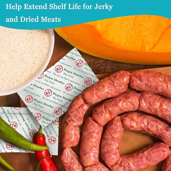 VacYaYa 50CC(300-Pack) Food Grade Oxygen Absorbers Packets for Home Made Jerky and Long Term Food Storage, Stored in Vacuum Bag and 3 Times Oxygen Absorption Capacity