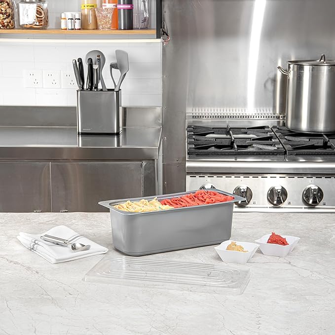 Restaurantware-RW Base 5 Quarts Ice Cream Containers, 100 Rectangle Disposable Containers - Durable, With Clear Lid, Black Plastic Box, For Ice Creams, For Cafes