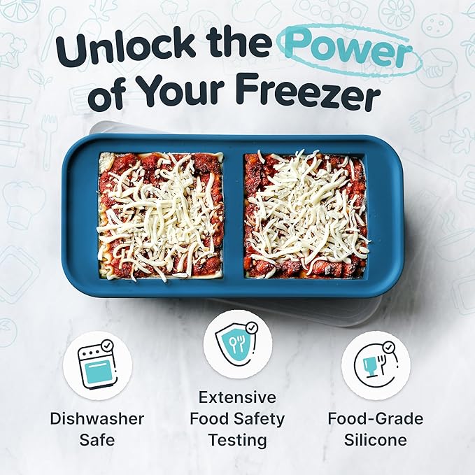 Souper Cubes 2 Cup Silicone Freezer Tray with Lid, Perfect for Storing Lasagna, Leftovers, Sauces, Portioned Meals and More, Silicone Freezer Mold for Meal Prepping - Blueberry - 1-Pack