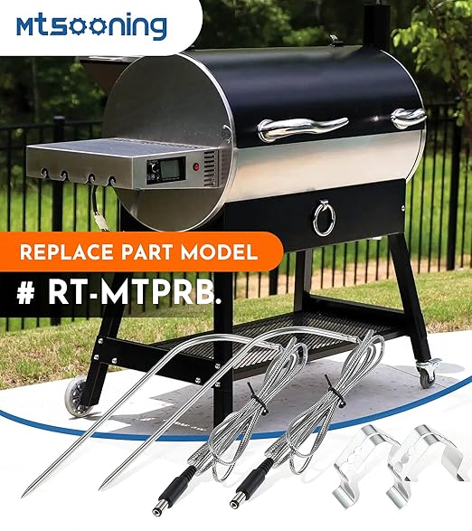 Mtsooning Grill Meat Probe, 2 Pack Temperature Probe with Probe Clip Replacement for Rec Tec Wood Pellet BBQ Grills,Recteq RT-1250, RT-700, RT-590, RT-B380 Bullseye Grill Accessories