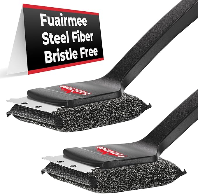 2PCS Bristle Free Grill Brush with Scraper, Efficient Cleaning, Safe Grill Accessories for Weber Gas/Stainless Steel Grates/Charcoal Grill, Gift for Dad