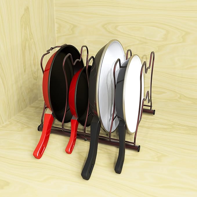 Simple Houseware Cabinet Pantry Pot and Pan Organizer Holder Rack, Bronze