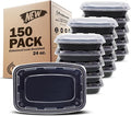 Freshware Meal Prep Containers [150 Pack] 1 Compartment with Lids, Food Storage Containers, Bento Box, BPA Free, Stackable, Microwave/Dishwasher/Freezer Safe (24 oz)