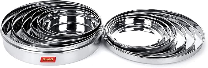 Sumeet Stainless Steel Chocolate Flat Slim N Sleek Canisters/Puri Dabba/Storage Containers Set of 6Pcs Full Set (No.7-300ML, No.8-480ML, No.9-600ML, No.10-700ML, No.11-900ML, No.12-1200ML)