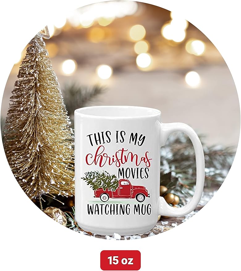 BLUE RIBBON Christmas Gifts Coffee Mug,This is My Christmas Movies Watching Mug, Funny Coffee Mug from Daughter, Wife and Son – Mug in Decorative Christmas Gift Box (15 oz)