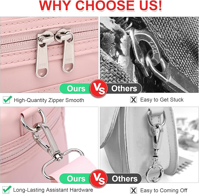 NOL Natural Organic Lifestyle Insulated Lunch Bags for Women Cooler Bag Lightweight Nylon Waterproof Lunch Box For Work (Medium, Pink)