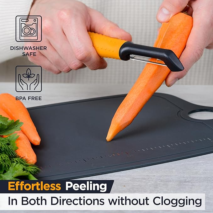 Deiss PRO Swivel Vegetable Peeler - Sharp Japan Stainless Steel Peeler With Easy Non-Slip Hand Grip, Potato Peelers For Kitchen, Fruit, Carrot, Apple, Veggie, Kiwi, Durable, Dishwasher Safe