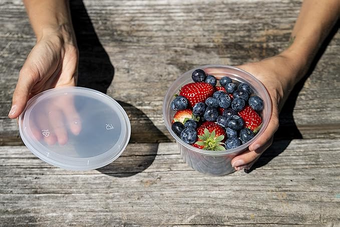 Deli Containers with Airtight Lids - 60 Piece Set (8oz, 16oz, 32oz) Perfect for Slime, Portion Control, Microwavable, Dishwasher, Freezer Safe, Leakproof, Stackable