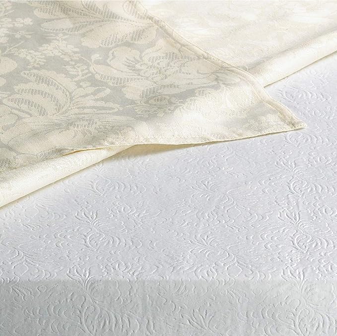 Home Bargains Plus Quilted Heavy Duty Table Pad Protector with Flannel Backing, Cut to Fit, Heat Resistant, Wipe Clean, Protects Table from Spills and Scratches, White, 52” x 216” Rectangle