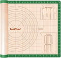 Silicone Pastry Baking Mat Non Stick-Large Rolling Dough with Measurements-Non Slip Pizza,Fondant,Pie,Cake Baking Mat - 26 x 16 Inch By Cook Time(Green)