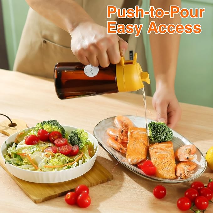 Oil Sprayer for Cooking, 2 In 1 Oil Dispenser and Oil Sprayer (Orange+Dark Brown)