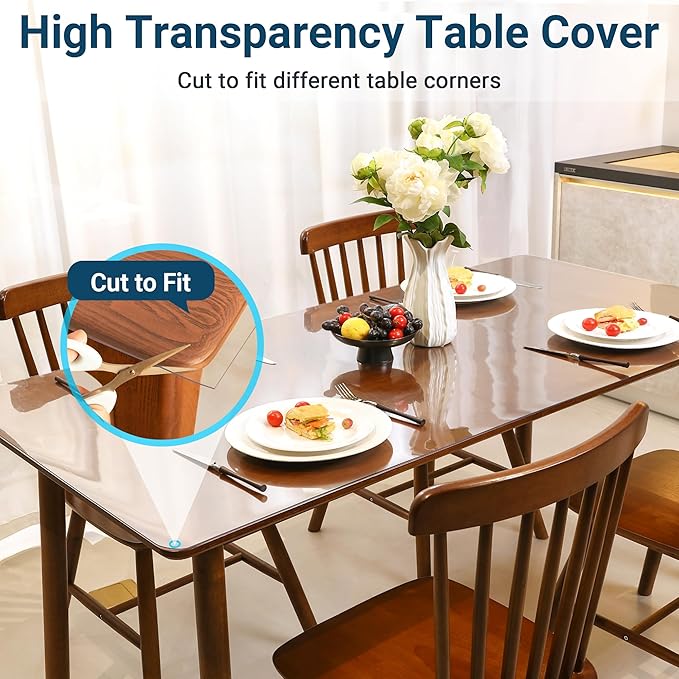 Clear Table Cover Protector Rectangle 12x28 Inch, 1.5mm Transparent Plastic Table Protector Waterproof, Anti-Scratch Clear Desk Mat for Office Desktop Dresser Dining Table, FDA Compliant