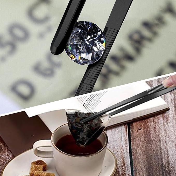Yaomiao 4 Packs 10 Inch Bar Tweezers Black Cocktail Tongs Long Garnish Tweezers Stainless Steel Bartender Kitchen Cooking Tongs for Cocktail Food Fruit Korean BBQ Bartender Chef, Multi-use