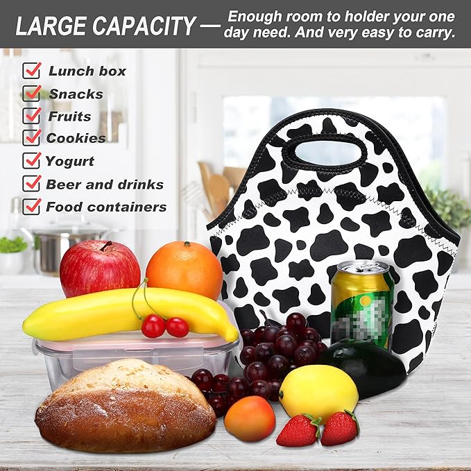 Neoprene Lunch Bag for Women Insulated Lunch Tote Bags Washable Lunch Container Box for Work Picnic Lightweight Meal Prep Bags for Men