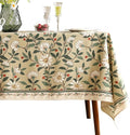 ISAENNE Designer Green Linen Long Rectangle Tablecloth,Floral French Country Indoor Table Cloth,Stain Resistant Home Decor Tablecloths for Dining Kitchen Thanksgiving Party,63"*94"-Brune