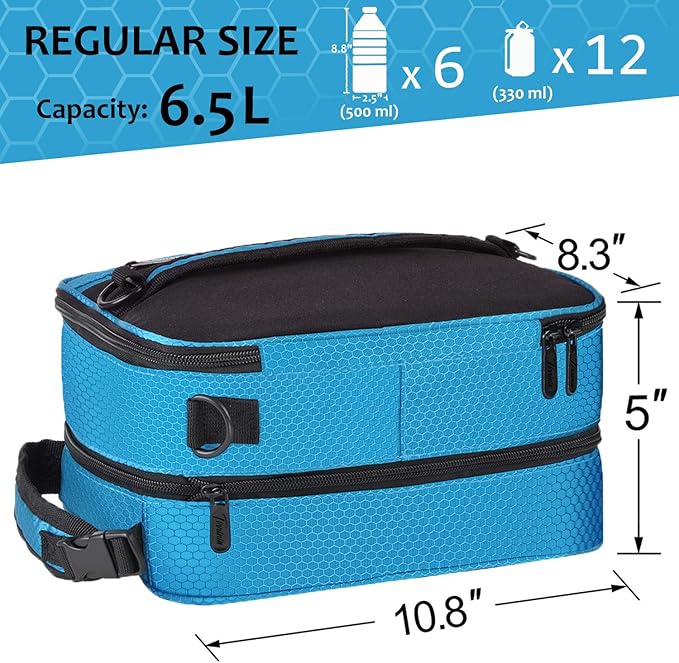 Tirrinia Expandable Insulated Lunch Bag for Men Women – Leakproof Reusable Cooler LunchBox for Kids & Adults with Shoulder Strap, Perfect for Work, School, Office, Travel,Blue