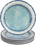 AELS Melamine Dessert Plates Set of 6, 8.5 inch Small Dinner Plates for Indoor and Outdoor Use, Dishwasher Safe, Lightweight Unbreakable, BPA Free, Light Blue
