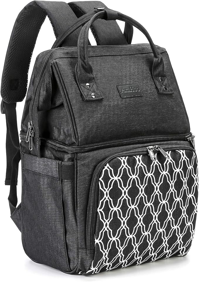 AmHoo Insulated Lunch Box Cooler Backpack Waterproof Leak-Proof Lunch Bag Tote for Men Women Hiking Beach Picnic Trip with Strongest YKK Zipper Black