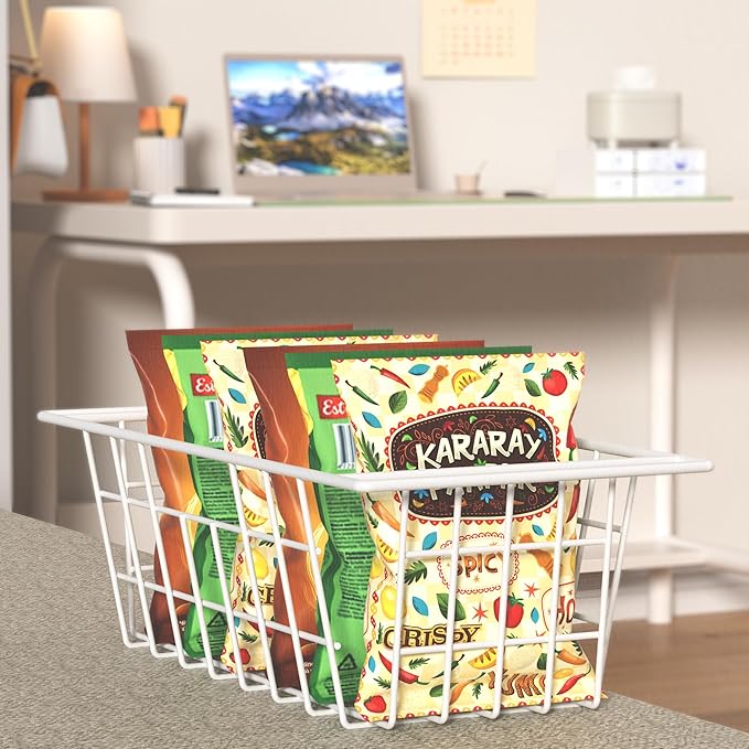 SANNO Chest Freezer Baskets Organizer, Deep Freezer Baskets Bin Sturdy Metal Wire freezer storage Organizer for Home Kitchen,16.5in