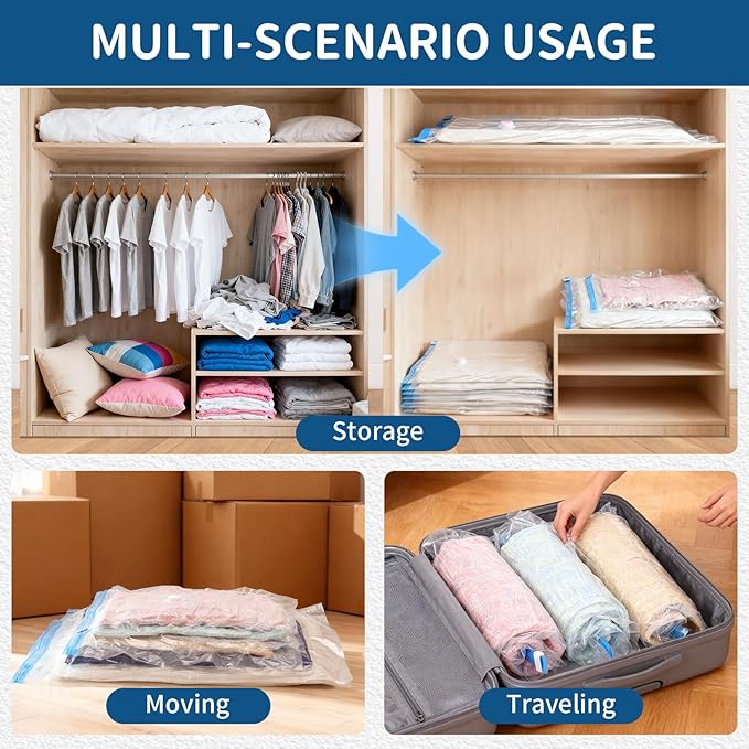 Vacuum Storage Bags with Electric Pump,8 Pack Extra Large Space Saving Vacuum Seal Bags for Bedding,Blanket,Comforters,Duvets,Pillows(4 Large+4 Super Jumbo)