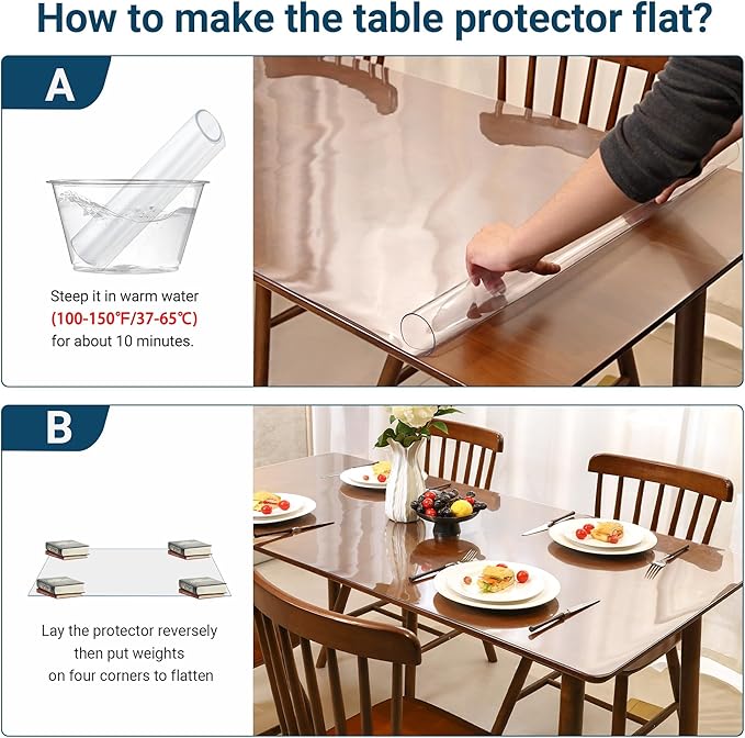 Clear Table Cover Protector 41Inch Round,1.5mm Transparent Plastic Table Protector Waterproof, Anti-Scratch Clear Desk Mat for Office Desktop Dresser Dining Table, FDA Compliant