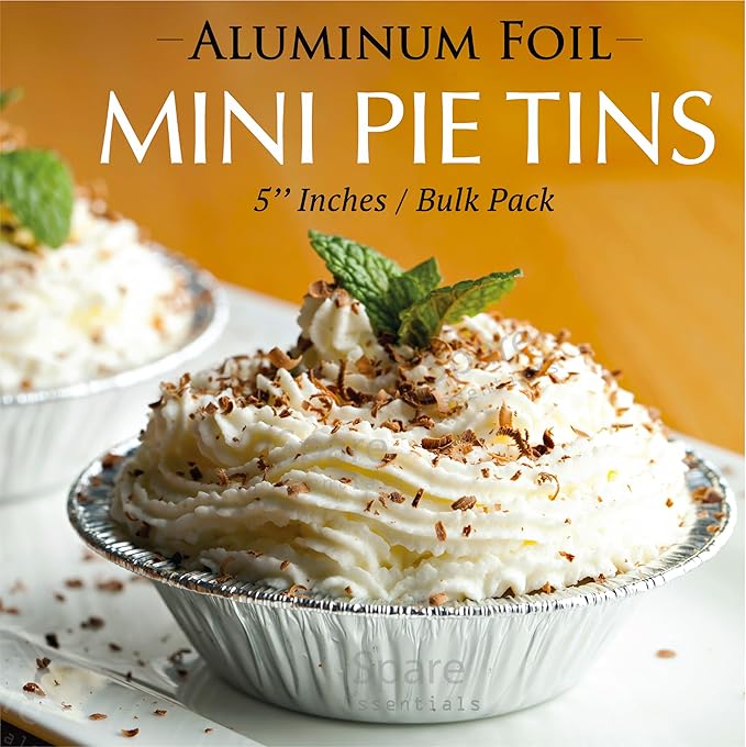 (60 Pack) Pie Tins 5 inch, Disposable Mini Pies Tin, Tart Aluminum, Individual Serving Pans for Baking Mini Chicken Potpie, Small Homemade Cakes & Quiche, Foil Tins, Freezer-to-Oven Use