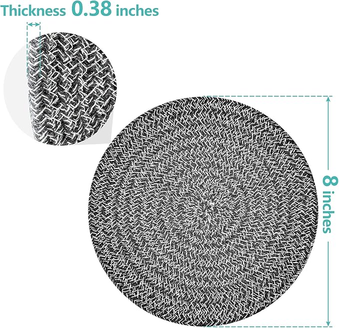Trivets for Hot Dishes, Pots and Pans, 8 Inches Hot Pads 6 Pcs, Pot Holders for Kitchen, Heat Resistant Mat Protect Counter, Coasters Set Home Essentials Farmhouse Decor (Mix Gray)