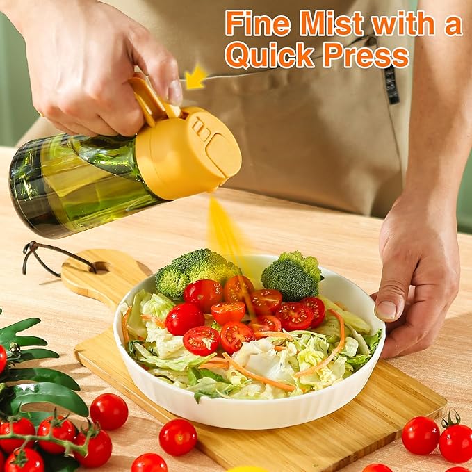 Oil Sprayer for Cooking, 2 In 1 Oil Dispenser and Oil Sprayer (Orange+Dark Green)