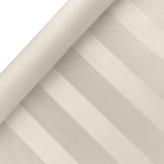 Luxury Table Protector Pad, 2 in 1 Table pad + Great Looking Tablecloth - Heat Resistant, Spill & Stain Proof - Flannel Backing (Ivory - Silk Stripe, 54x144)