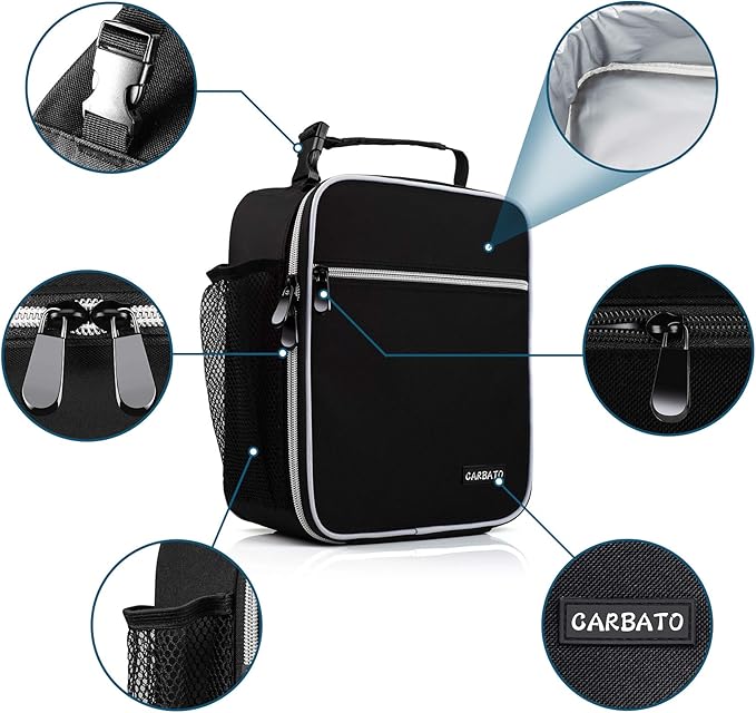 Lunch Bag, Durable Insulated Lunch Box Reusable Adults Tote Bag Lunch Bag for Men, Women, Adults (Black)