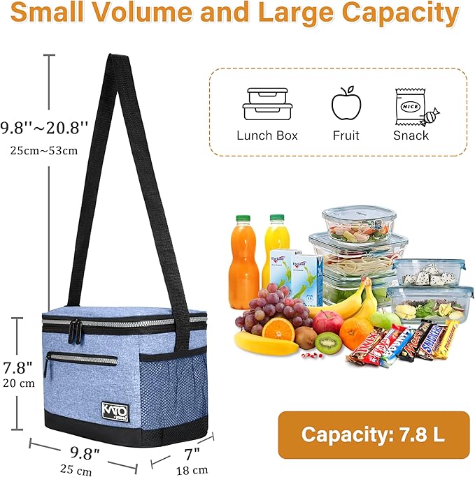 Tirrinia Insulated Lunch Box for Men/Women, Leakproof Lunch Bag for School Work, Large Lunch Tote Kids Boys Girls Student Back to School, Soft Cooler Office Picnic Beach Camping for Adults,Light Blue