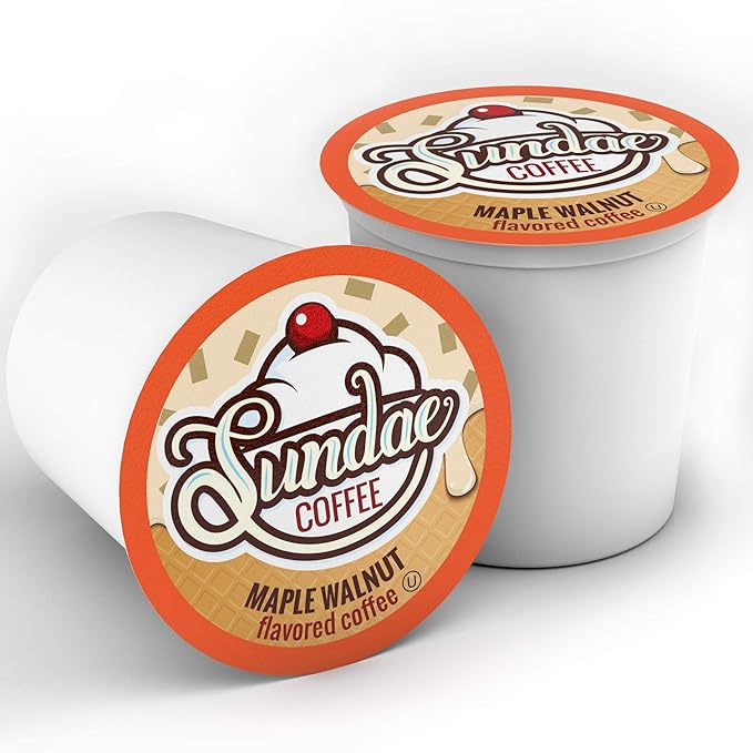 Sundae Ice Cream Flavored Coffee Pods, Compatible with 2.0 Keurig K-Cup Brewer, (Maple Walnut) 48 Count