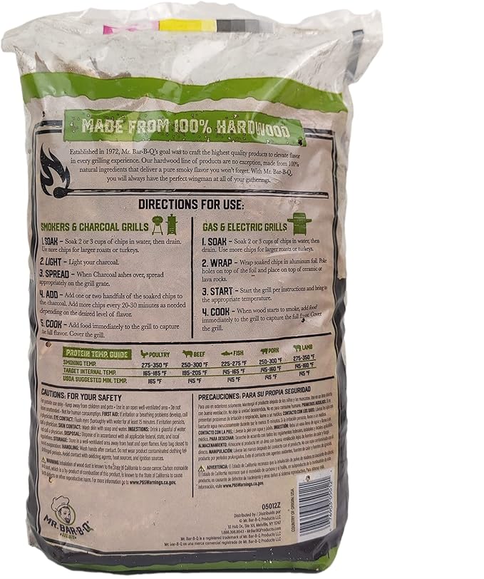 Mr. Bar-B-Q Apple Wood Smoker Chips, Wood Chips for Smokers, Alternative for Charcoal Briquettes Can be Use on Gas, Charcoal Grills, 100% Natural Apple Flavor for Grilling BBQ, Camping (1.8 Lb Bag)