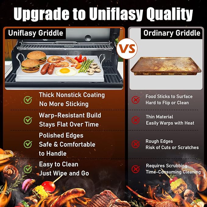 Nonstick Stainless Steel Griddle for Gas Grill Nanoceramic Universal Griddle for Gas Stove Top 25" x 16" Flat Top Plate Cooking Skillet Pan Teppanyaki Camping Outdoor Tailgating Plancha Para Cocinar