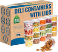 16oz Deli Food Storage Containers with Airtight Lids - 300 Sets (6 packs 50 Set), Leakproof, Reusable, Stackable, Microwave, Dishwasher & Freezer Safe, Ideal for Meal Prep, Soup, Portion Control