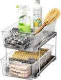 madesmart 2-Tier Organizer, Multi-Purpose Slide-Out Storage with Handles and Dividers for Home and Bath, BPA Free, Clear/Gray
