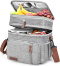Lunch Box & Lunch Bag for Women Men, Large Insulated Adult Lunch Box Leakproof Lunchbox Cooler Bag for Work Picnic Beach,16L, Gray