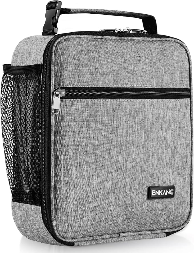 Lunch Box Insulated Lunch Bag - Durable Small Lunch Bag Reusable Adults Tote Bag Lunch Box for Adult Men Women (Light Gray)