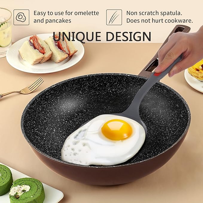 Flexible Silicone Spatula Set For Nonstick Cookware Rubber Silicone Bpa-Free Heat Resistant Heavy Duty Kitchen Turner Large,Slotted Flipper And Small Spatulas For Egg Fish Pancake Cookie (Grey)