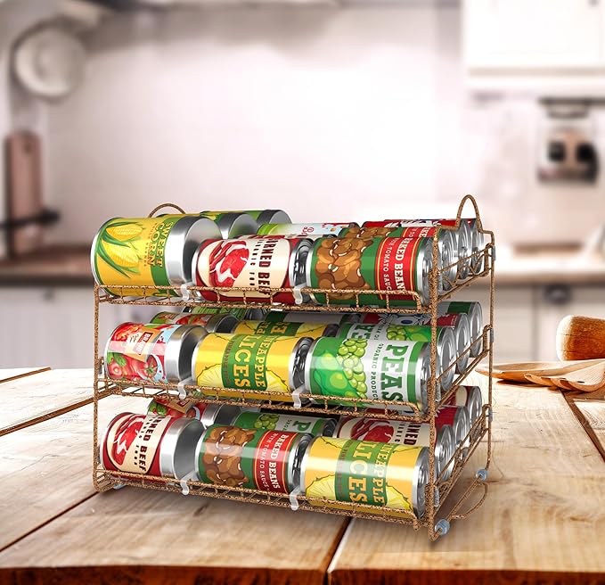 Utopia Kitchen Can Organizer for Pantry, Storage Rack Organizer, Stackable Can Organizer, Can Pantry Organizers and Storage for Cans, Holds up to 36 Cans for Kitchen, Cabinet, or Pantry (Antique Gold)