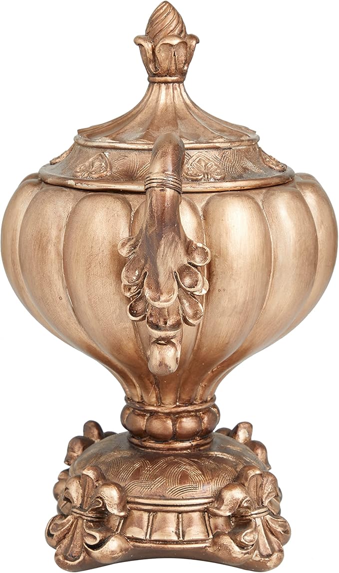 Deco 79 Polystone Solid Decorative Jars, 12" x 8" x 13", Bronze
