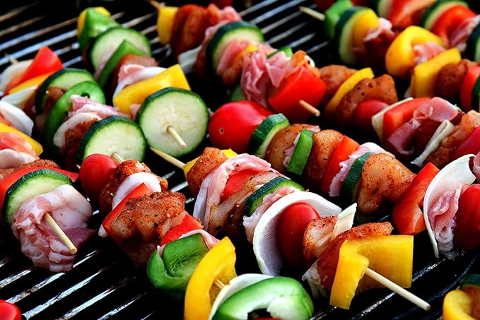 1600 Count | KingSeal Natural Bamboo Wood Grilling Skewers, 9 Inches x 2.5mm Diameter, for Shish Kebabs, BBQ, and Fruit Arrangements, Bulk Pack - 16 Packs x 100 Skewers