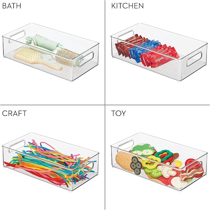 iDesign Stackable Fridge Bin - Storage Bin for Freezer or Pantry, Set of 2, Clear, Made in USA