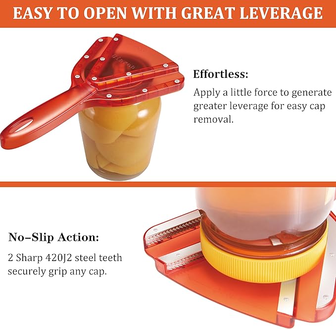 Jar Opener for Weak Hand & Seniors with Arthritis,Easy Twist Off Bottle Caps,Patent | Unique Kitchen Gadgets, Christmas Gifts for Elderly/Women/Men (Red)